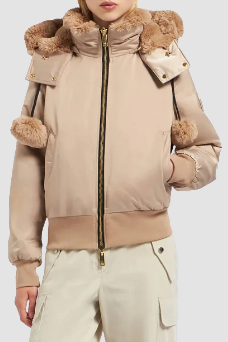 MOOSE KNUCKLES GOLD SERIES ORIGINAL LUXE SATIN BOMBER JACKET