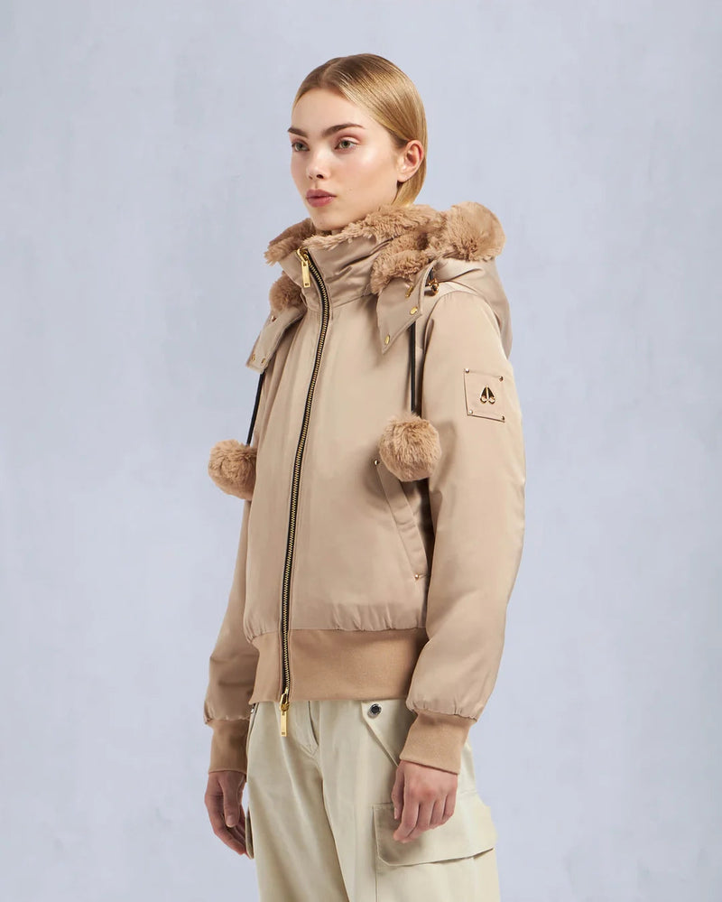 MOOSE KNUCKLES GOLD SERIES ORIGINAL LUXE SATIN BOMBER JACKET