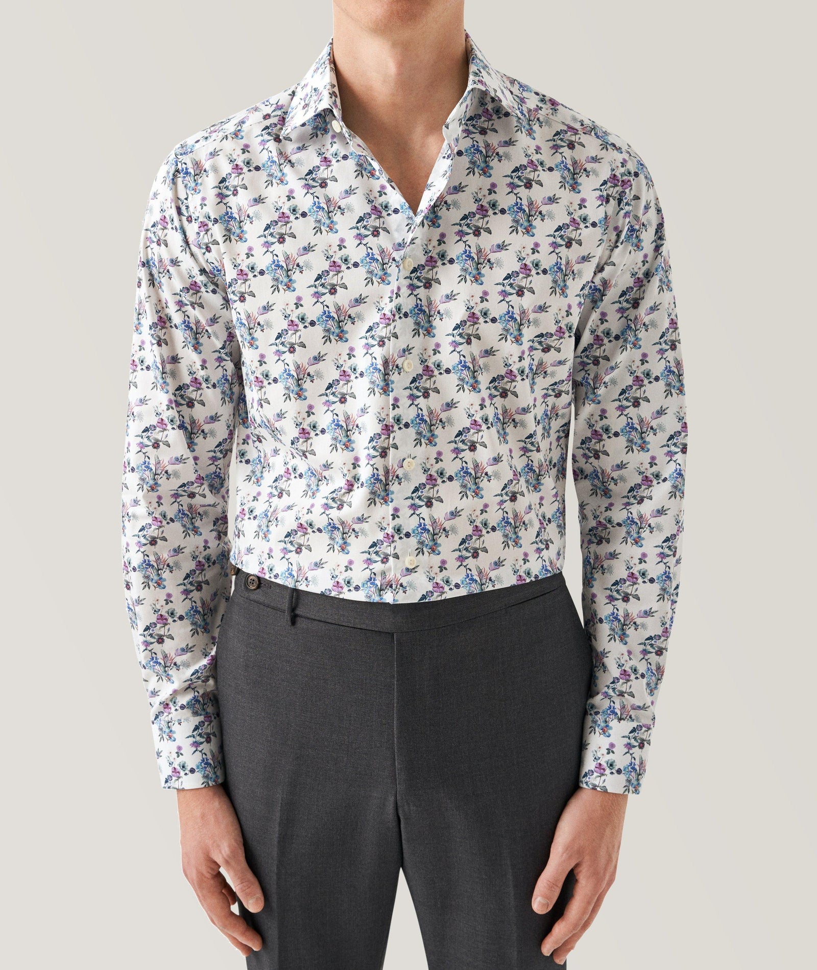 Eton Slim Fit Dress Shirt with Lively Floral Print – Faded Soul