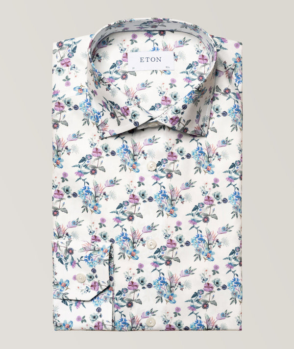 Eton Slim Fit Dress Shirt with Lively Floral Print