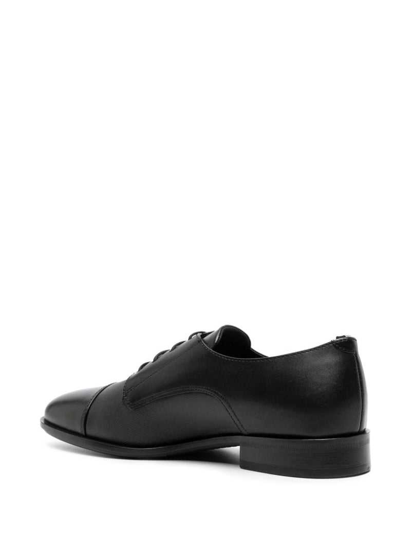 Boss Panelled Leather Black Derby Shoes