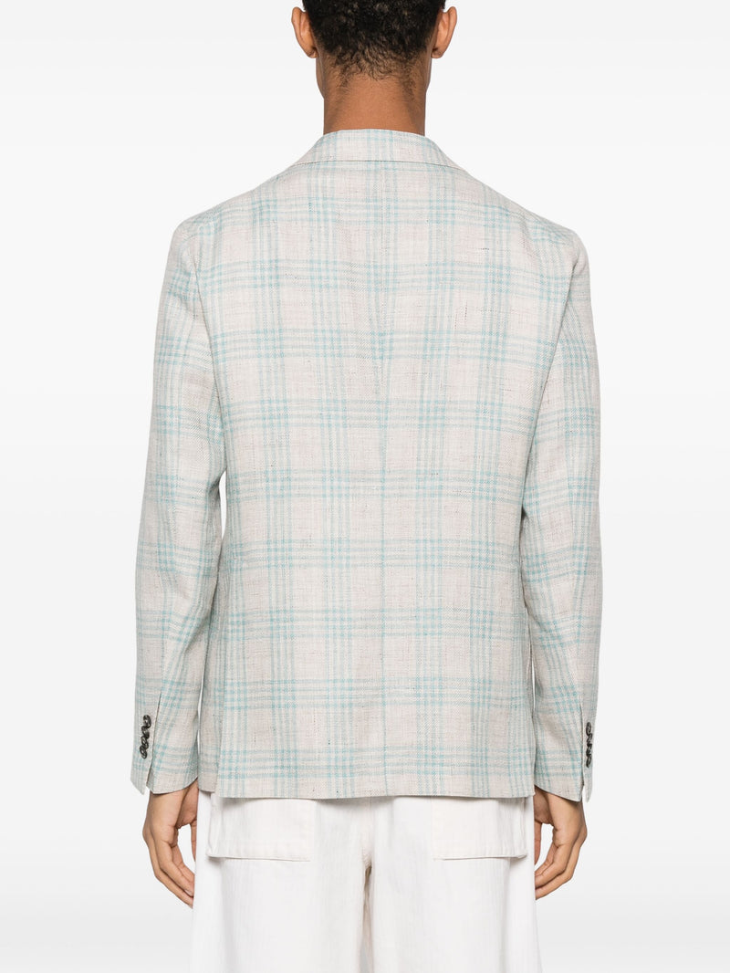 Tagliatore Sky Blue Check Beige Blazer