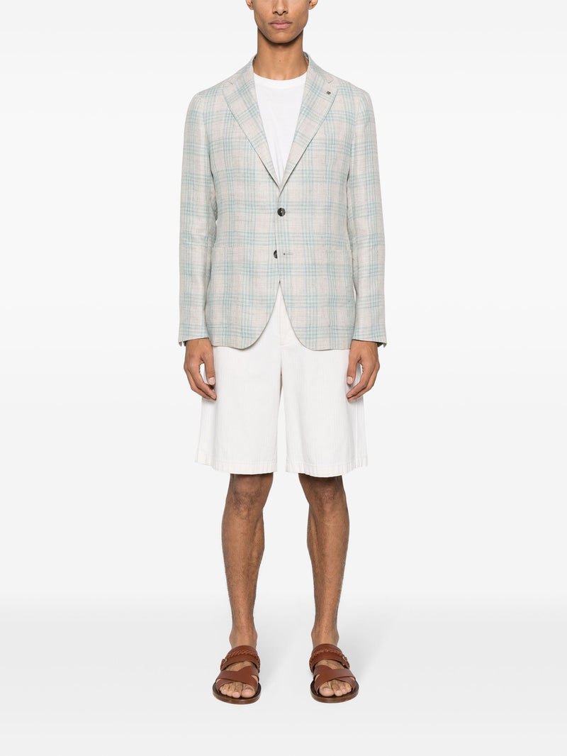 Tagliatore Sky Blue Check Beige Blazer