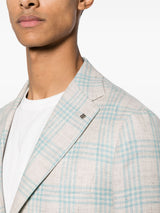 Tagliatore Sky Blue Check Beige Blazer