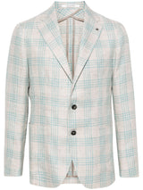 Tagliatore Sky Blue Check Beige Blazer