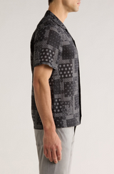 John Varvatos Dan Bandana Print Linen Camp Shirt