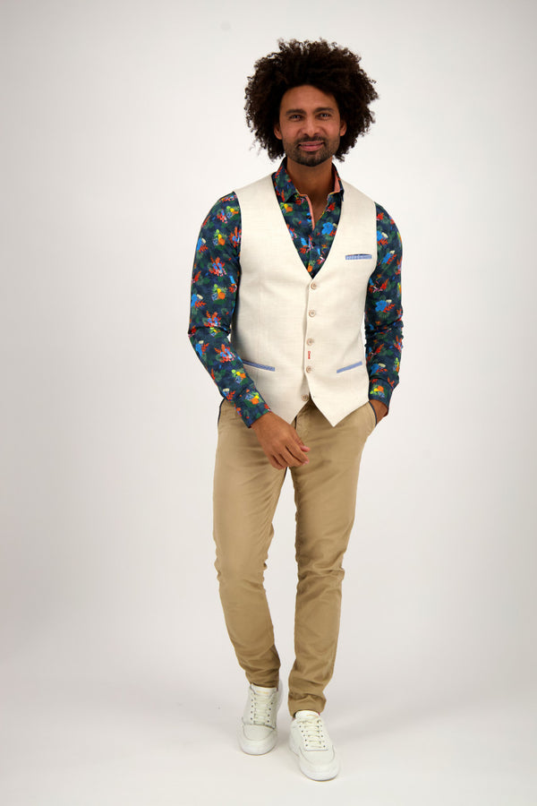 A Fish Named Fred Linen Structure Waistcoat