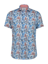 A Fish Named Fred Short Sleeve Shirt with Leafs Print