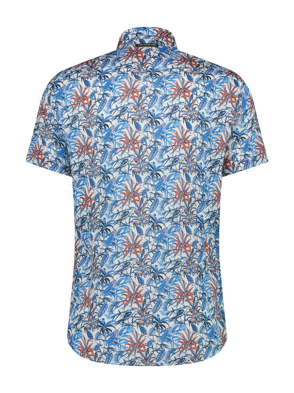 A Fish Named Fred Short Sleeve Shirt with Leafs Print
