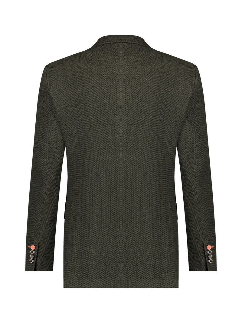 A Fish Named Fred Herringbone Blazer in Dark Green