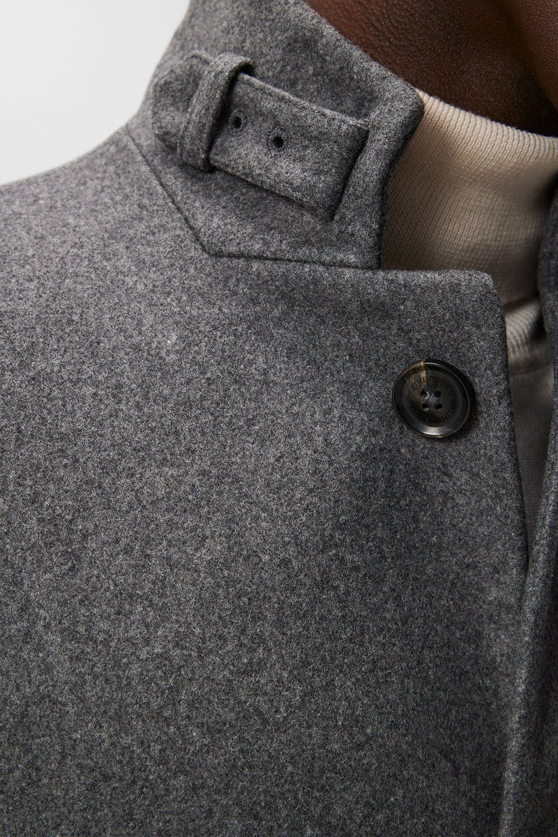 J.Lindeberg Holger Melton Mid Grey Melange Coat