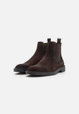 BOSS SUEDE CHELSEA BOOTS WITH SIGNATURE-STRIPE DETAIL