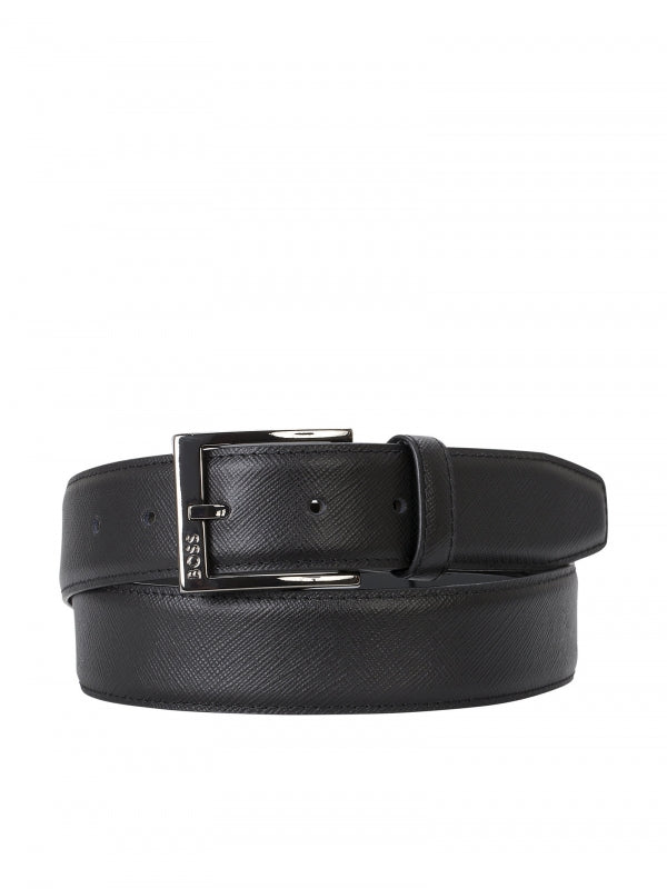 Boss Leather Belt with Engraved Logo on Clasp