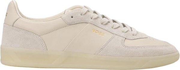 Boss Leather Suede Trainers with Foil Print Branding