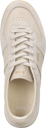 Boss Leather Suede Trainers with Foil Print Branding