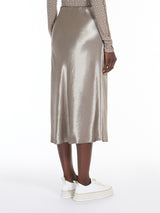 Max Mara Satin Midi Skirt in Turtledove