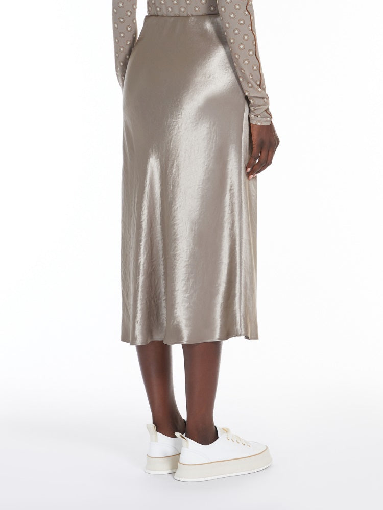 Max Mara Satin Midi Skirt in Turtledove