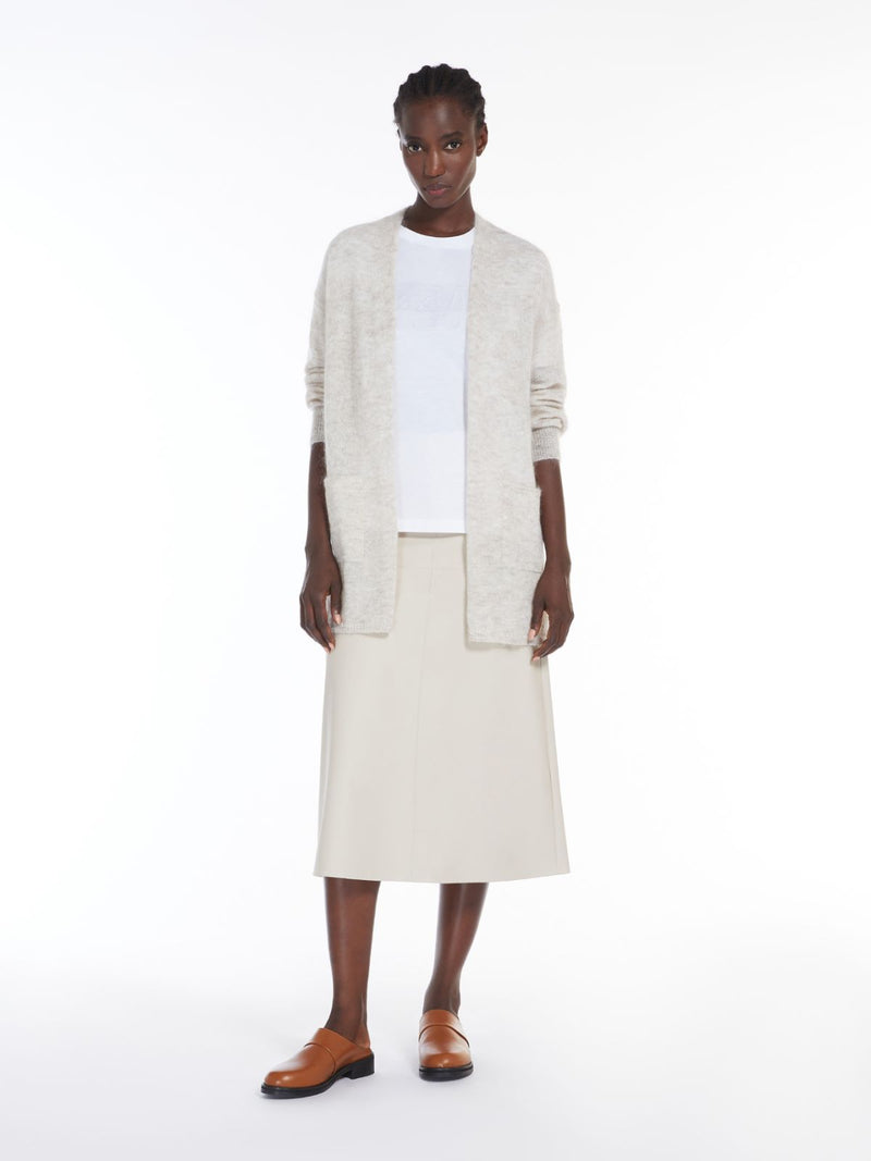 Max Mara Scilli Coated Jersey Midi Skirt in Beige