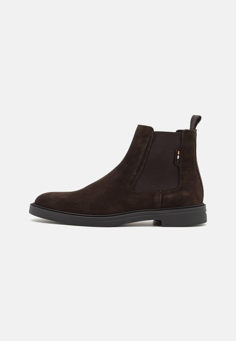 BOSS SUEDE CHELSEA BOOTS WITH SIGNATURE-STRIPE DETAIL