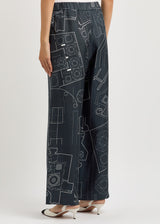 Max Mara Vik Printed Silk Trousers