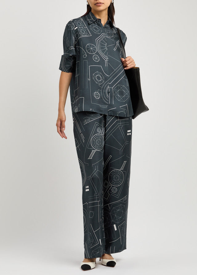 Max Mara Vik Printed Silk Trousers