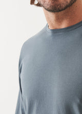 Patrick Assaraf Pima Cotton Stretch Long Sleeve T-Shirt- Stream