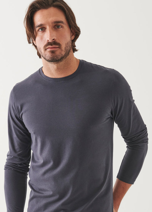 Patrick Assaraf Pima Cotton Stretch Long Sleeve T-shirt- Constellation