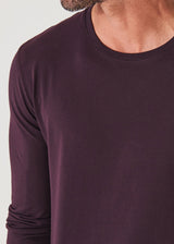 Patrick Assaraf Pima Cotton Stretch Long Sleeve T-Shirt- Bordeaux