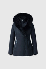 ADALI-BXZ Down coat with blue fox fur Signature Mackage Collar