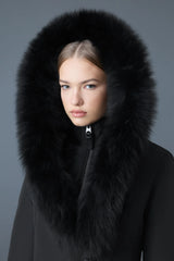 ADALI-BXZ Down coat with blue fox fur Signature Mackage Collar