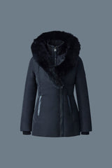 Mackage Adali Down Jacket with Blue Fox Fur Signature Mackage Collar