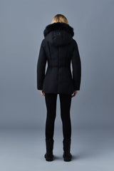 Mackage Adali Down Jacket with Blue Fox Fur Signature Mackage Collar