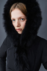 Mackage Adali Down Jacket with Blue Fox Fur Signature Mackage Collar