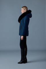 Mackage Adali Down Jacket with Blue Fox Fur Signature Mackage Collar