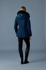 Mackage Adali Down Jacket with Blue Fox Fur Signature Mackage Collar