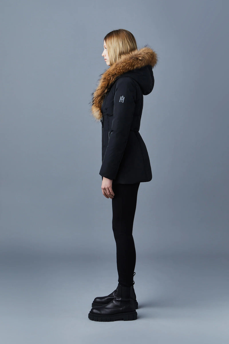 Mackage Adali-F Black Down Coat with Natural Fur