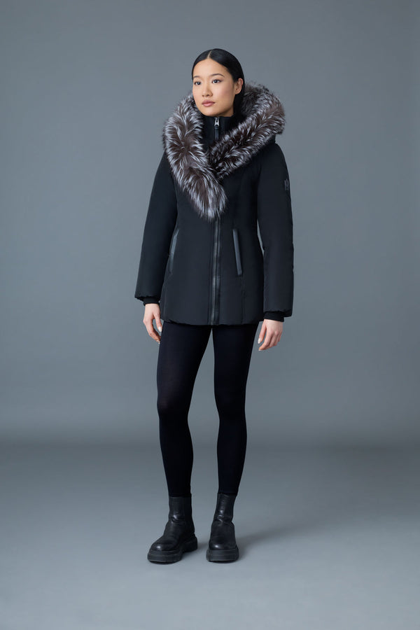 MACKAGE ADALI-X Down coat with silver fox fur Signature Mackage Collar