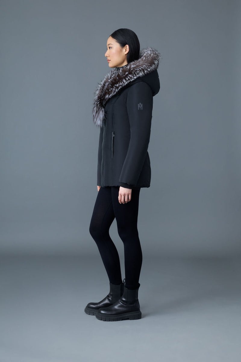 MACKAGE ADALI-X Down coat with silver fox fur Signature Mackage Collar