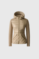 AGATHA Quilted Mixed-Media Hooded Jacket