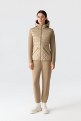AGATHA Quilted Mixed-Media Hooded Jacket