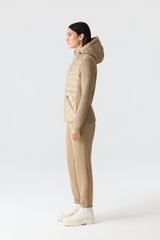 AGATHA Quilted Mixed-Media Hooded Jacket