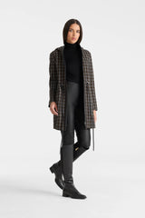 BLITHE-STP Wool and leather belt coat