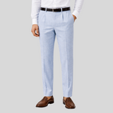 Windowpane Stretch Jersey Pleated Trousers
