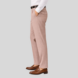 Windowpane Stretch Jersey Pleated Trousers - Taupe