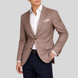 Windowpane Check Stretch Jersey Blazer - Taupe