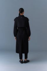 Mackage Womens Ceyla Double-Face Wool Coat with Sash Belt - Black