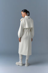 Mackage Womens Ceyla Double-Face Wool Coat with Sash Belt - Cream