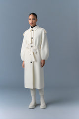 Mackage Womens Ceyla Double-Face Wool Coat with Sash Belt - Cream