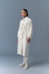 Mackage Womens Ceyla Double-Face Wool Coat with Sash Belt - Cream