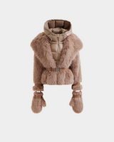 RUDSAK CHLOE WOMEN'S WOMEN'S FAUX FUR COAT WITH REMOVABLE DOWN HOOD DICKIE